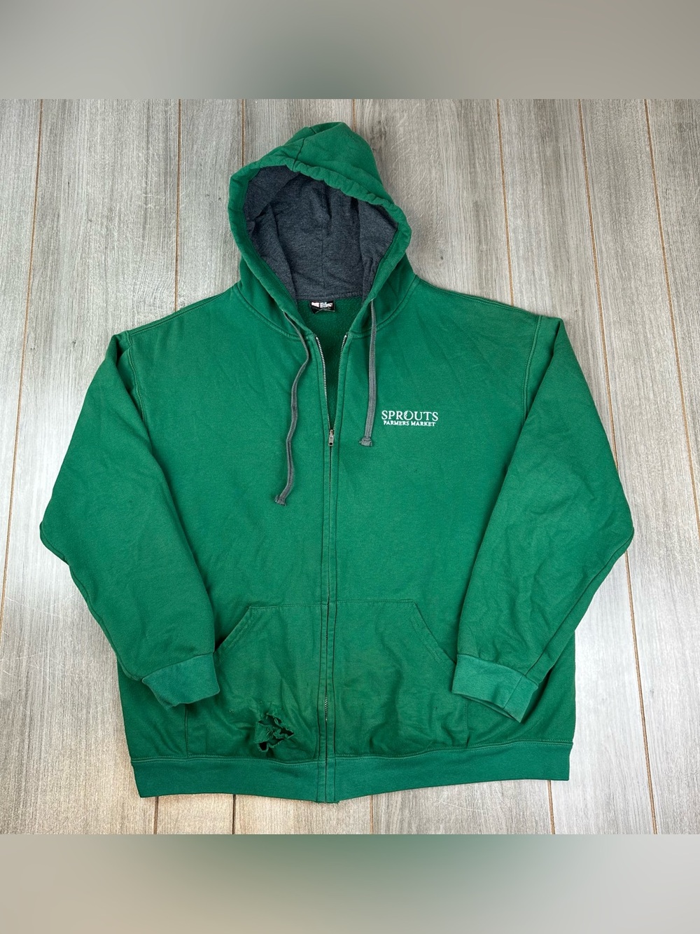Sprouts Farmers Market Hoodie XL Employee Uniform Green FLAWS